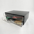 Acrylic desk organizer black plastic desktop collection box Desk storage box With 4 Drawers